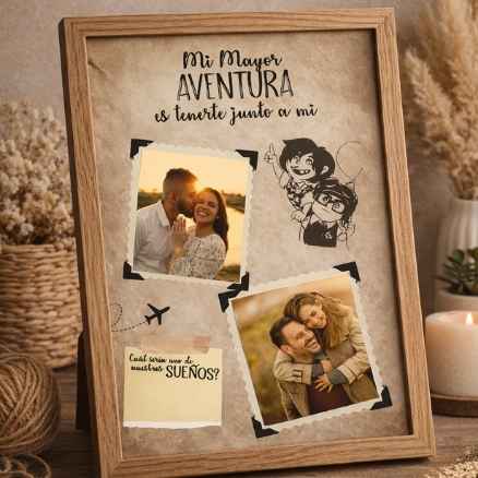 Portarretrato vintage de aniversario con fotos